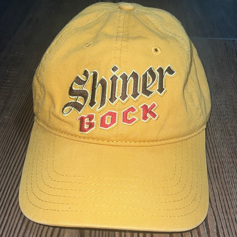 Shiner Bock Beer Hat Mustard Yellow Snapback Baseball Cap Outhouse Design Cotton